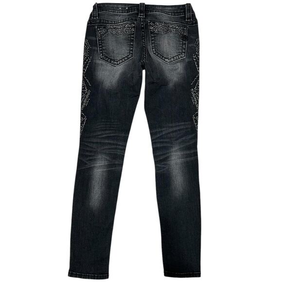 Miss Me Silver Tribal Thigh Grey Signature Skinny Jeans - Picture 4 of 5